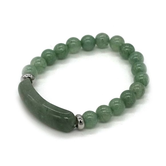 My Bead emporium Jewelry - 🔴 Bracelet Jade Green Silver Stretch